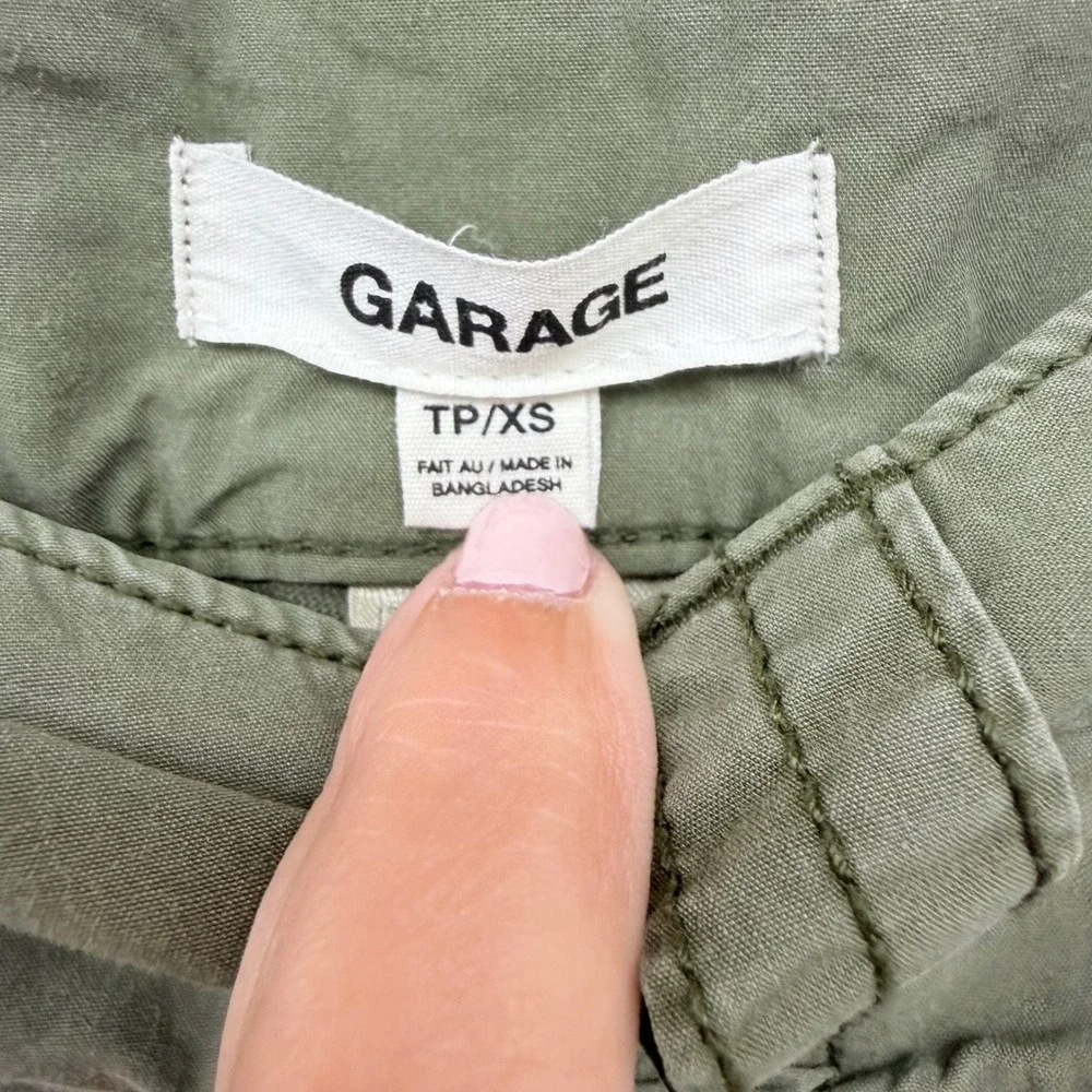 Garage Ruched Grunge Cargo Mini Skirt‎ Utility Gorpcore Womens XS Olive Green